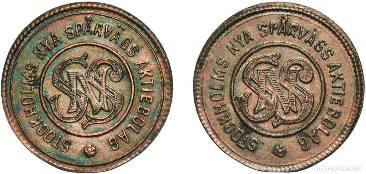 Monedas antiguas de Europa: Sweden Kingdom ND Token - Stockholms Nya Sp&aring;rv&auml;gs Aktiebolag Bronze 0.89g UNC