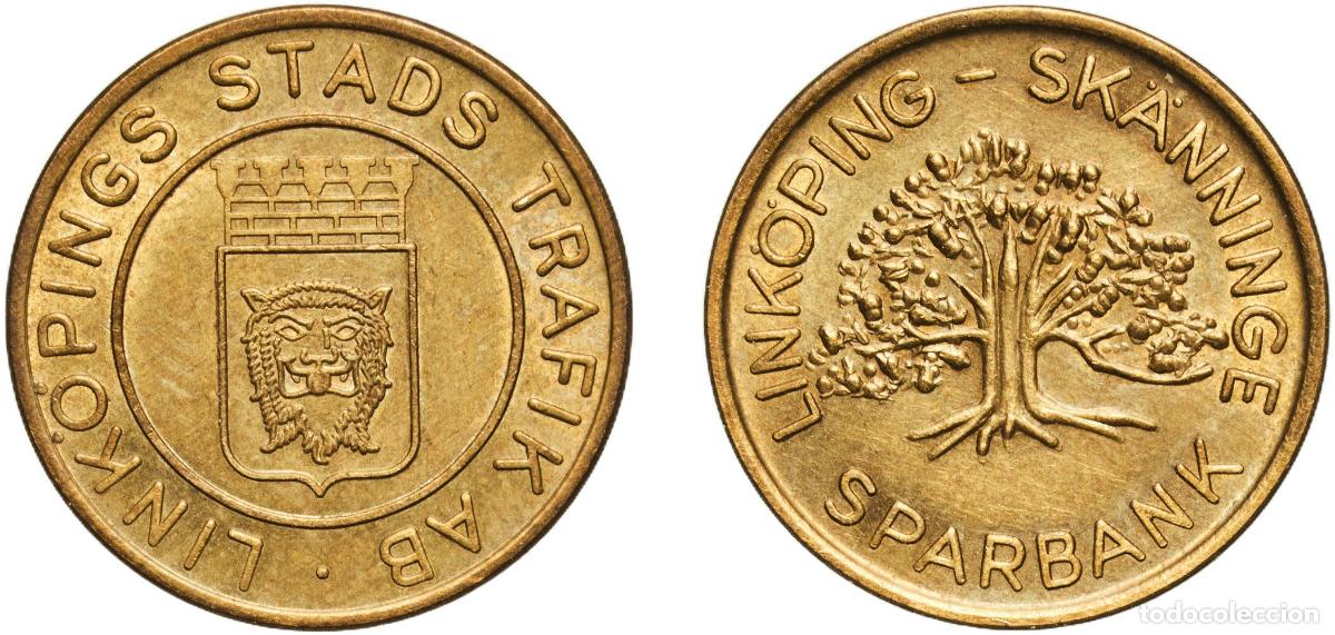 Monedas antiguas de Europa: Sweden Kingdom ND (1954-1972) Token Bus - Link&ouml;ping Brass 2.53g UNC