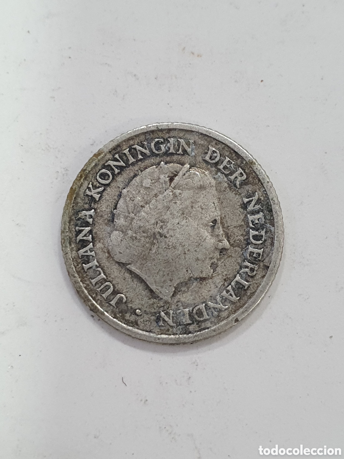 Moedas antigas da Europa: 1/10 de Gulden. Plata. Antillas Holandesas. (L46)