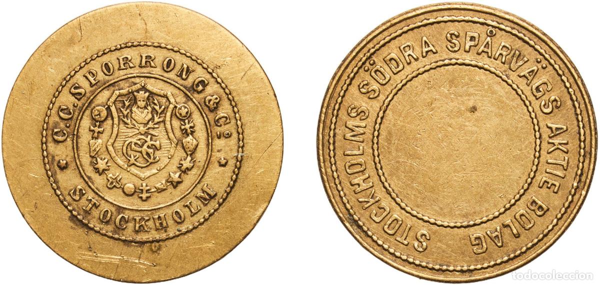 Monedas antiguas de Europa: Sweden Kingdom ND Transport Token - STOCKHOLMS S&Ouml;DRA SP&Aring;RV&Auml;GS AKTIE BOLAG (Stockholm, Sweden) Brass