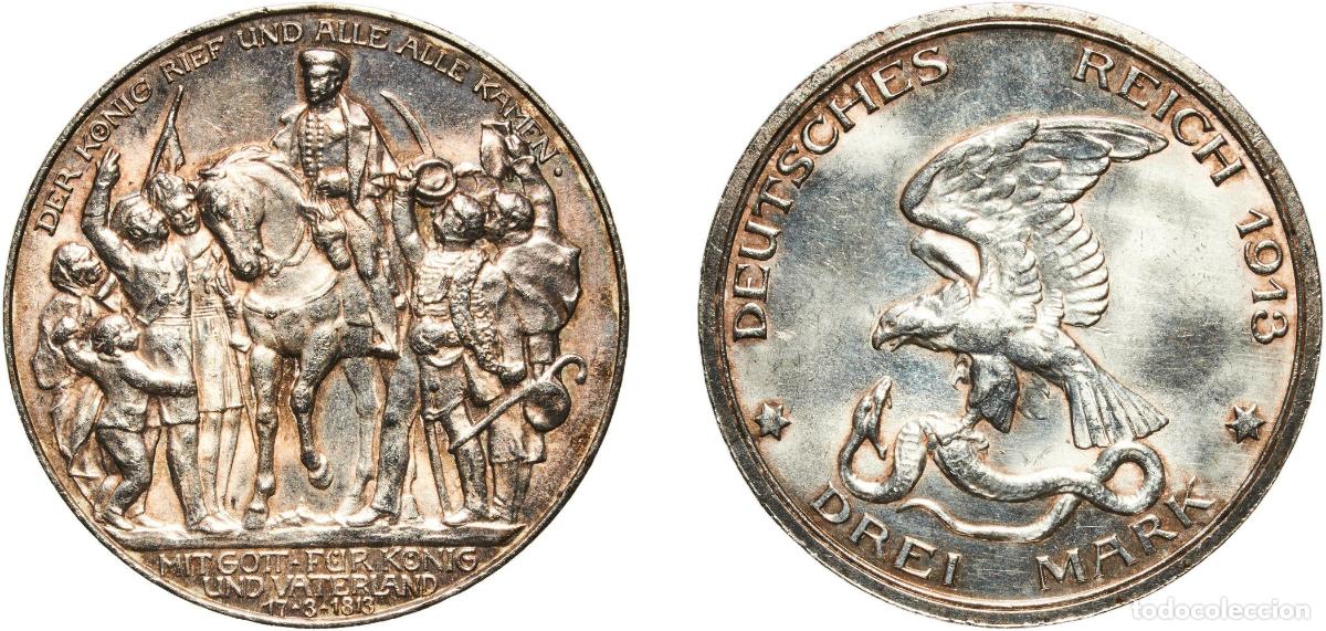 Monedas antiguas de Europa: Germany Kingdom of Prussia Second Empire 1913 3 Mark - Wilhelm II (Declaration of war against Napol