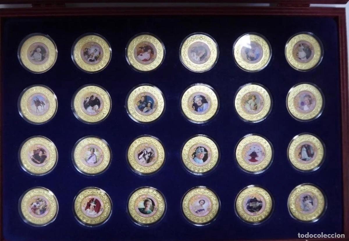 Monedas antiguas de Europa: COLECCI&Oacute;N COMPLETA &ldquo;QUEEN ELIZABETH II&rdquo; &ndash; 24 MEDALLAS PROOF EN ESTUCHE DE MADERA