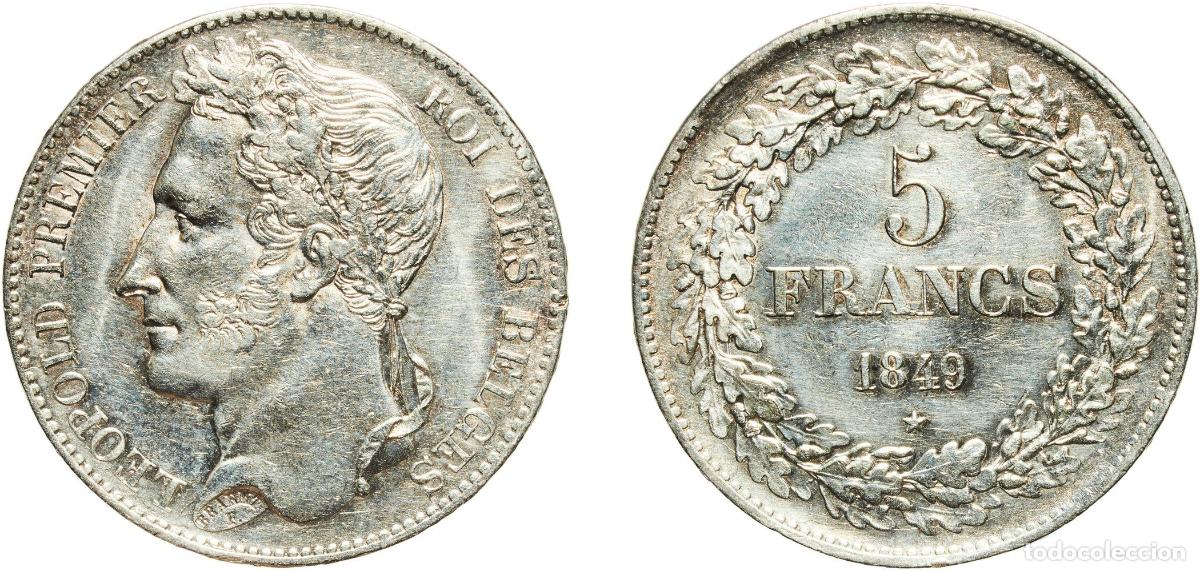 Monedas antiguas de Europa: Belgium Kingdom 1849 5 Francs - L&eacute;opold I Silver (.900) (10% copper) Royal Mint of Belgium (3013579