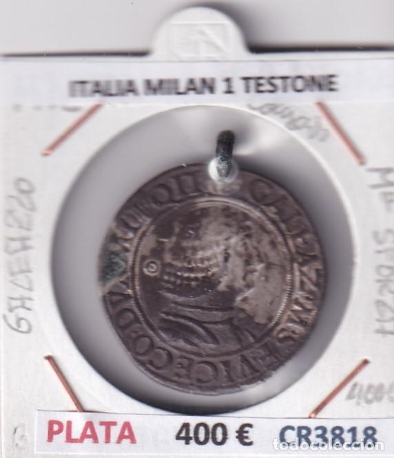 Monedas antiguas de Europa: CR3818 MONEDA ITALIA MILAN 1 TESTONE M&ordf; SFORZA CON COLGADURA BO