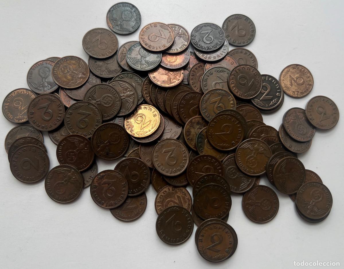 Monedas antiguas de Europa: LOTAZO DE 300 MONEDAS DE COBRE DE 2 REICHSPHENNIG