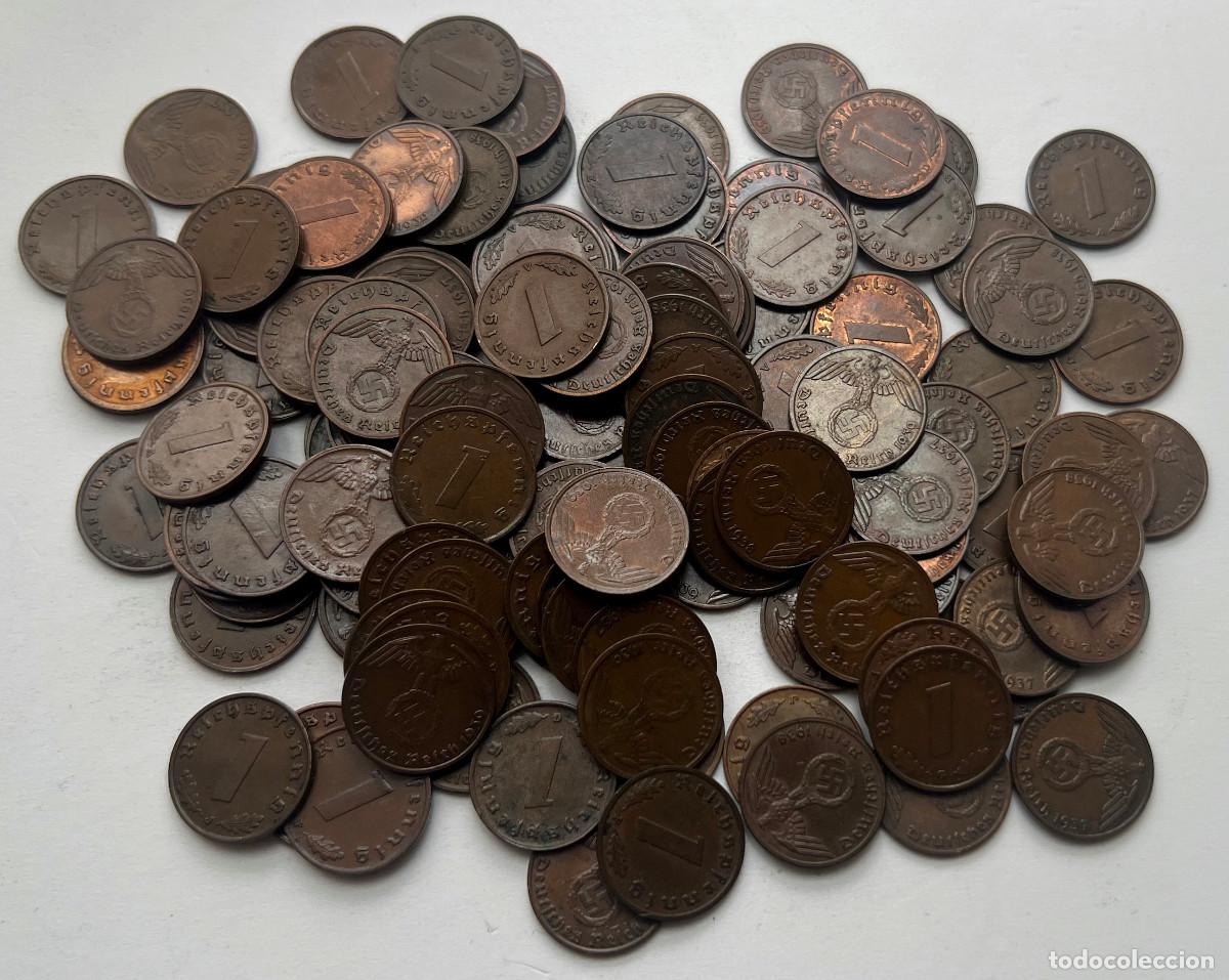 Monedas antiguas de Europa: LOTAZO DE 300 MONEDAS DE COBRE DE 1 REICHSPHENNIG