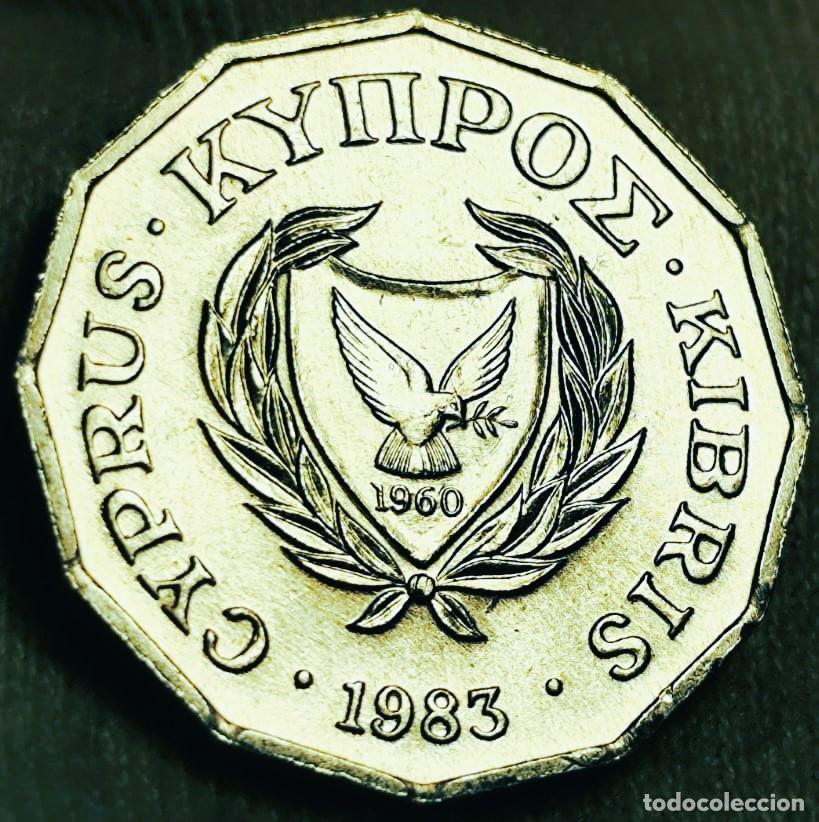Moedas antigas da Europa: Chipre, &frac12; centavo 1983, en estado Sin Circular (SC) Lote 2405