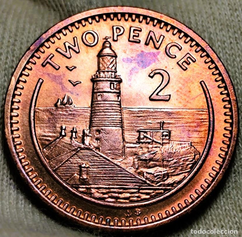 Monedas antiguas de Europa: Gibraltar &ndash; 2 Pence 1990 &ndash; Marca &ldquo;AB&rdquo; en el reverso &ndash; Elizabeth II &ndash; Sin Circular (SC) &ndash; Lote 2456