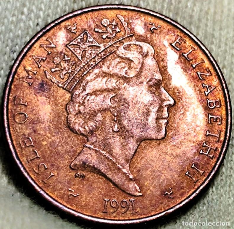 Monnaies anciennes de Europe: Isla de Man 1 penique, 1991 Marca de ceca &rdquo;AA&rdquo; en el reverso, &ndash; Mbc+ , Lote 2448