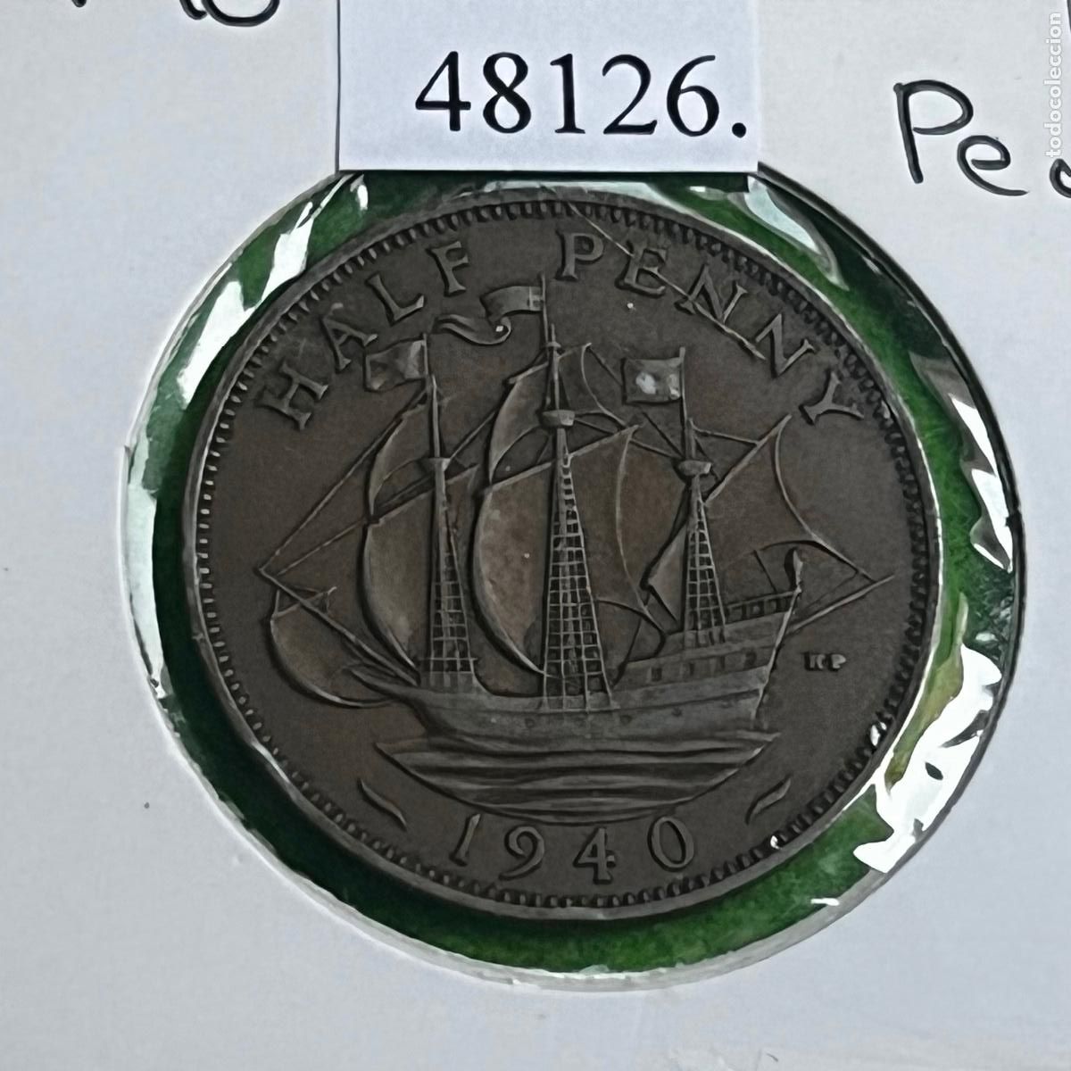 Monedas antiguas de Europa: UK, 1/2 penique 1940, Inglaterra