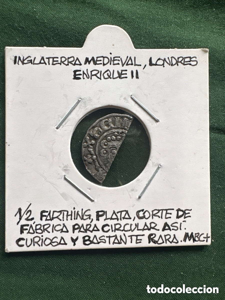 Moedas antigas da Europa: Moneda Enrique II, 1/2 Farthing de plata, medieval (A1)