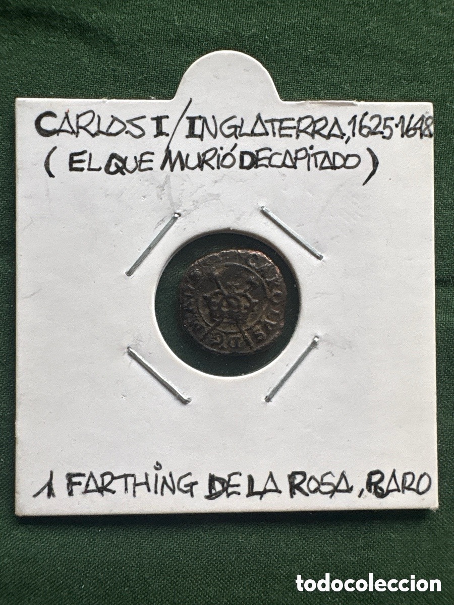 Monedas antiguas de Europa: Moneda Carlos I, Inglaterra 1625-1648, 1 Farthing De la Rosa (A1)