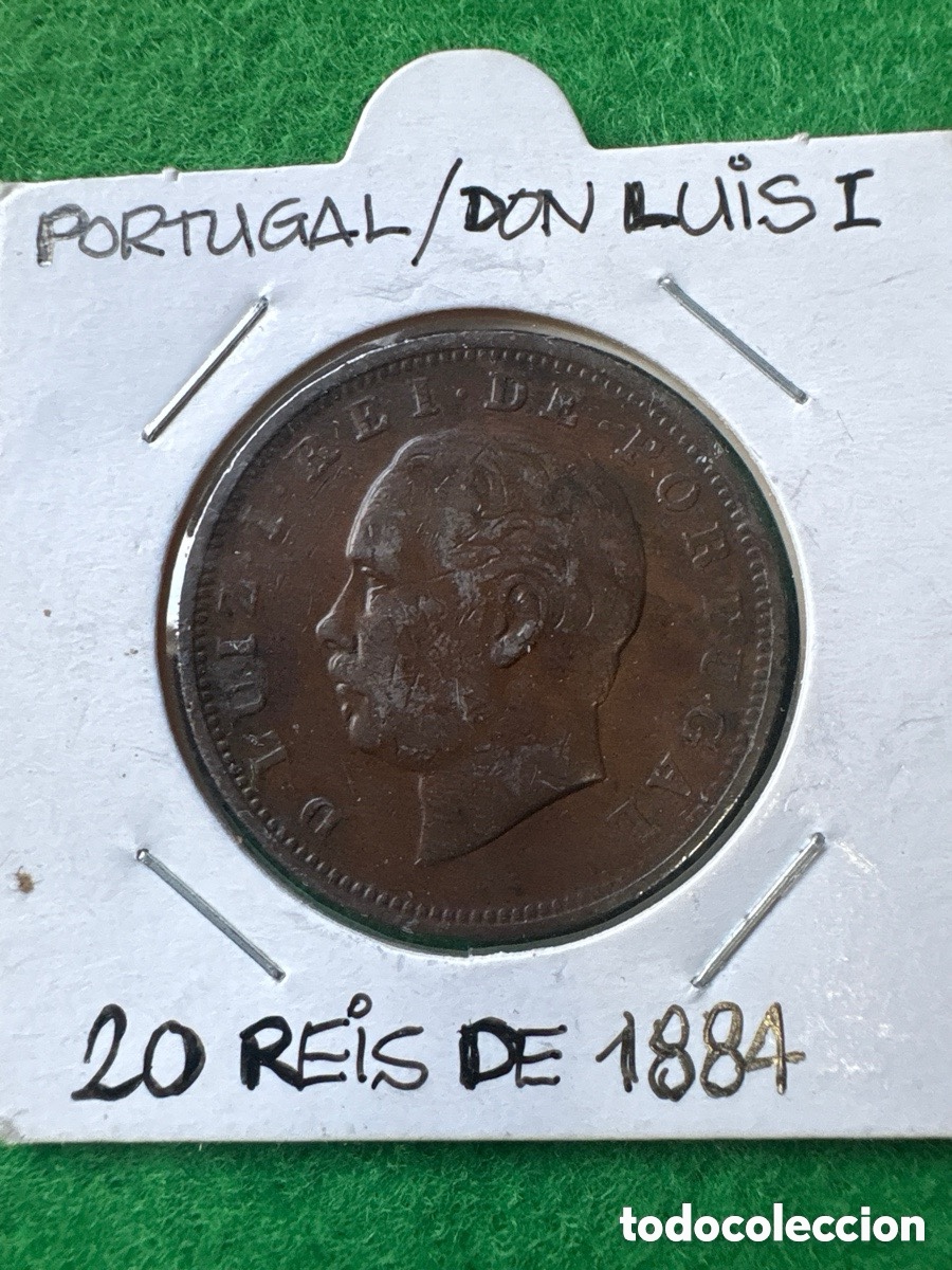 Moedas antigas da Europa: Moneda Portugal, 20 Reis de 1884, Luis I (A6)