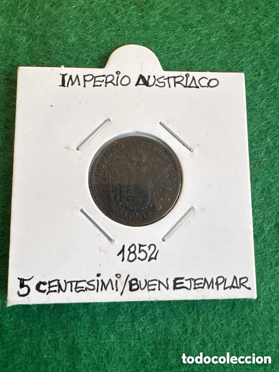 Moedas antigas da Europa: Moneda imperio austriaco 5 cent&eacute;simi 1852 (A6)