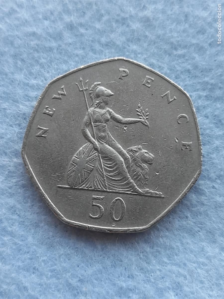 Monete antiche di Europa: Gran Breta&ntilde;a. 50 Peniques. A&ntilde;o 1978.