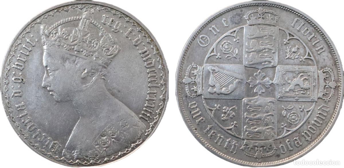 Monedas antiguas de Europa: GREAT BRITAIN 1883 VICTORIA GOTHIC TYPE FLORIN