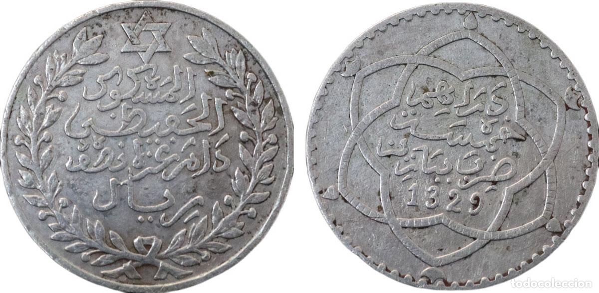 Monedas antiguas de Europa: MOROCCO AH1329 PA 1/2 RIAL 5 DIRHAMS