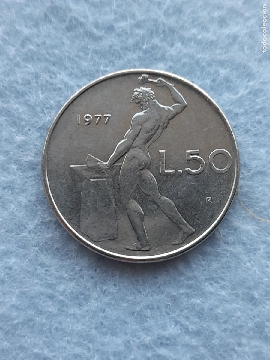 Monete antiche di Europa: Italia. 50 Liras. A&ntilde;o 1977.