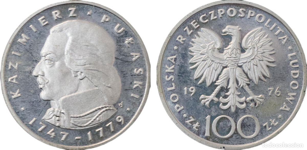 Monedas antiguas de Europa: POLAND 1976 KAZIMIERZ PULASKI 100 ZLOTY