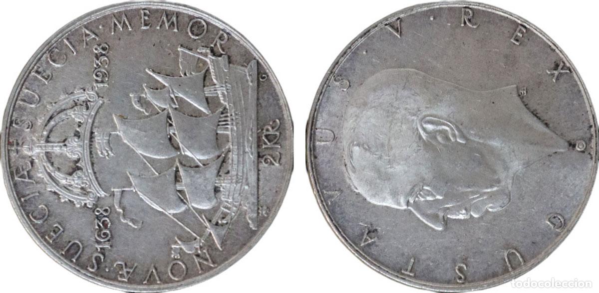 Monedas antiguas de Europa: SWEDEN 1938 GUSTAF V 2 KRONOR