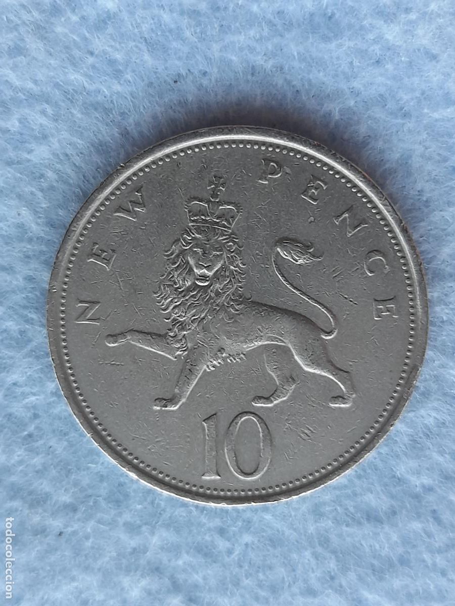 Monnaies anciennes de Europe: Gran Breta&ntilde;a. 10 Peniques. A&ntilde;o 1973.