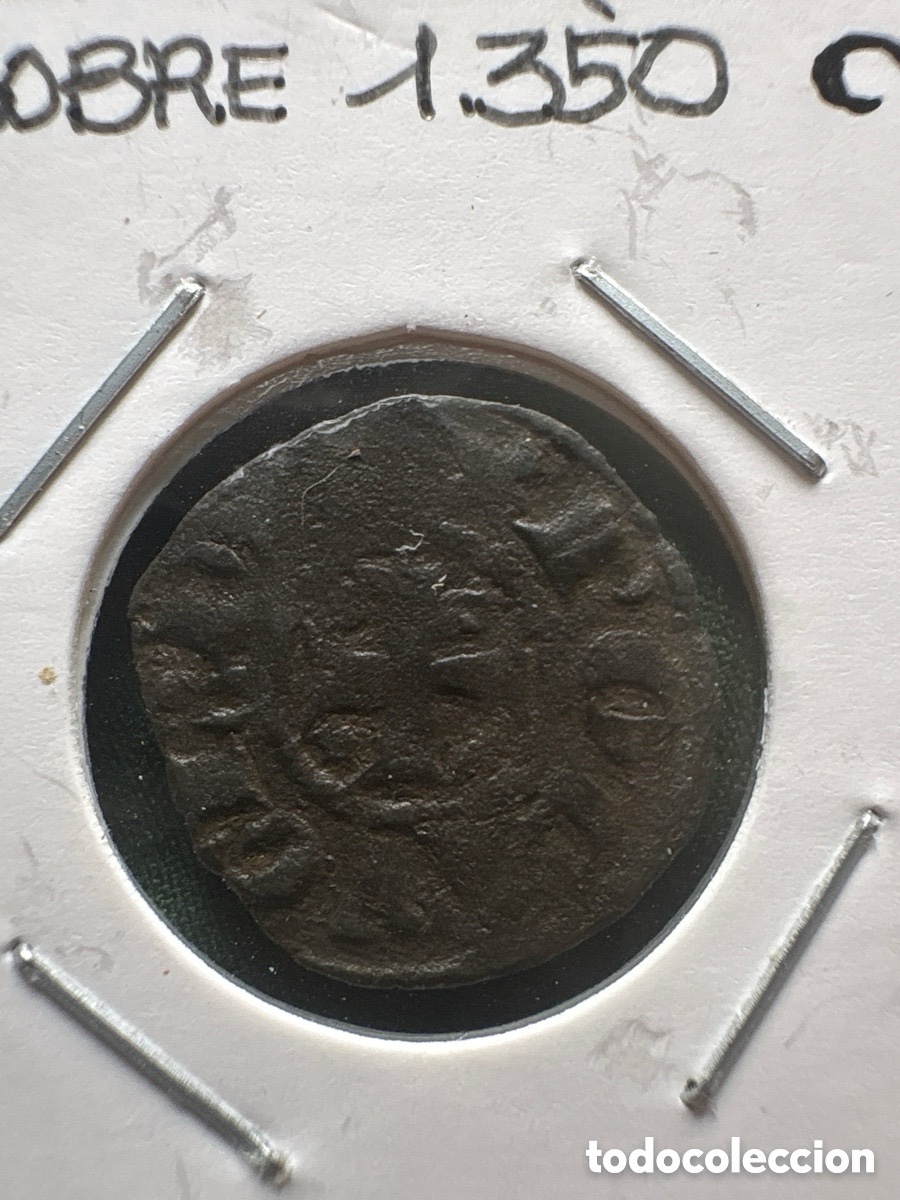 Old Coins of Europe: Moneda 1/2 Tostao, Pedro El Cruel, Portugal (A15)