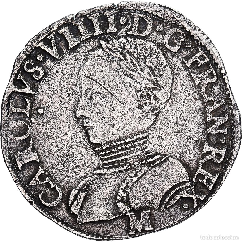 Monedas antiguas de Europa: [#1551640] Francia, Charles IX, Teston aux 2 C couronn&eacute;s, 1563, Toulouse, Plata, MBC+