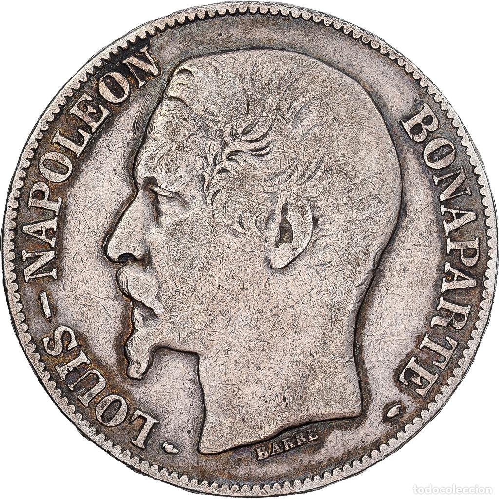 Monedas antiguas de Europa: [#1551606] Francia, Louis-Napol&eacute;on Bonaparte, 5 Francs, 1852, Paris, Grosse t&ecirc;te, Plata
