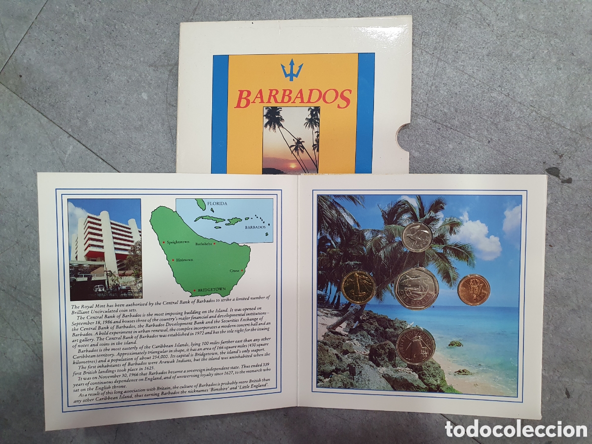 Monete antiche di Europa: Librillo con monedas Barbados. (L120)