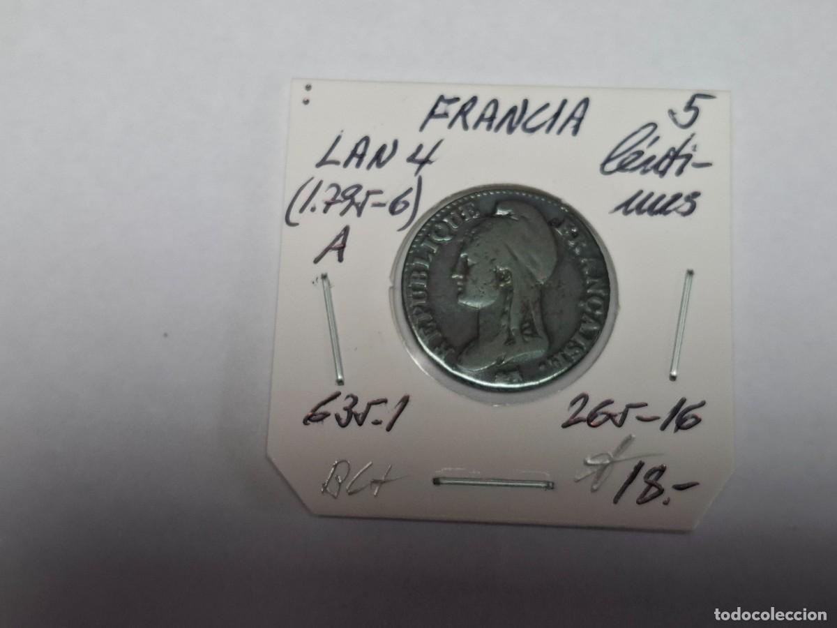 Monedas antiguas de Europa: 5 CENTIMES de LAN4 1795 km 635.1 FRANCIA en BC+
