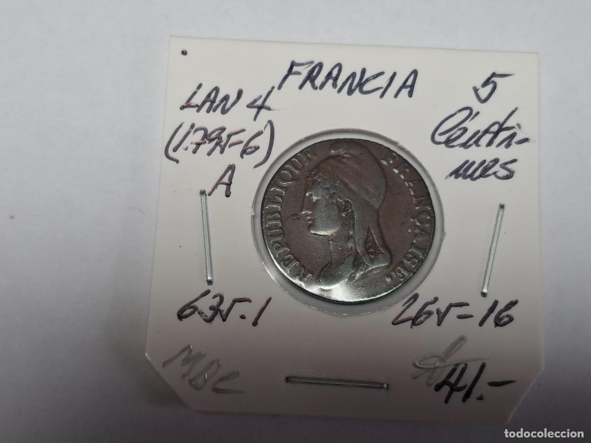 Monedas antiguas de Europa: 5 CENTIMES de LAN4 A 1795 km 635.1 FRANCIA en MBC