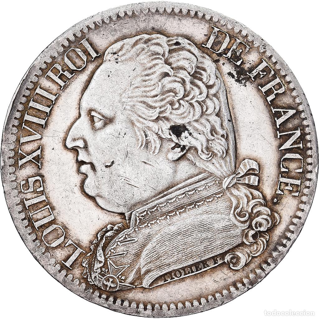 Monedas antiguas de Europa: [#1551634] Francia, Louis XVIII, 5 Francs, 1815, Rouen, Plata, MBC, Gadoury:591, KM:702.2