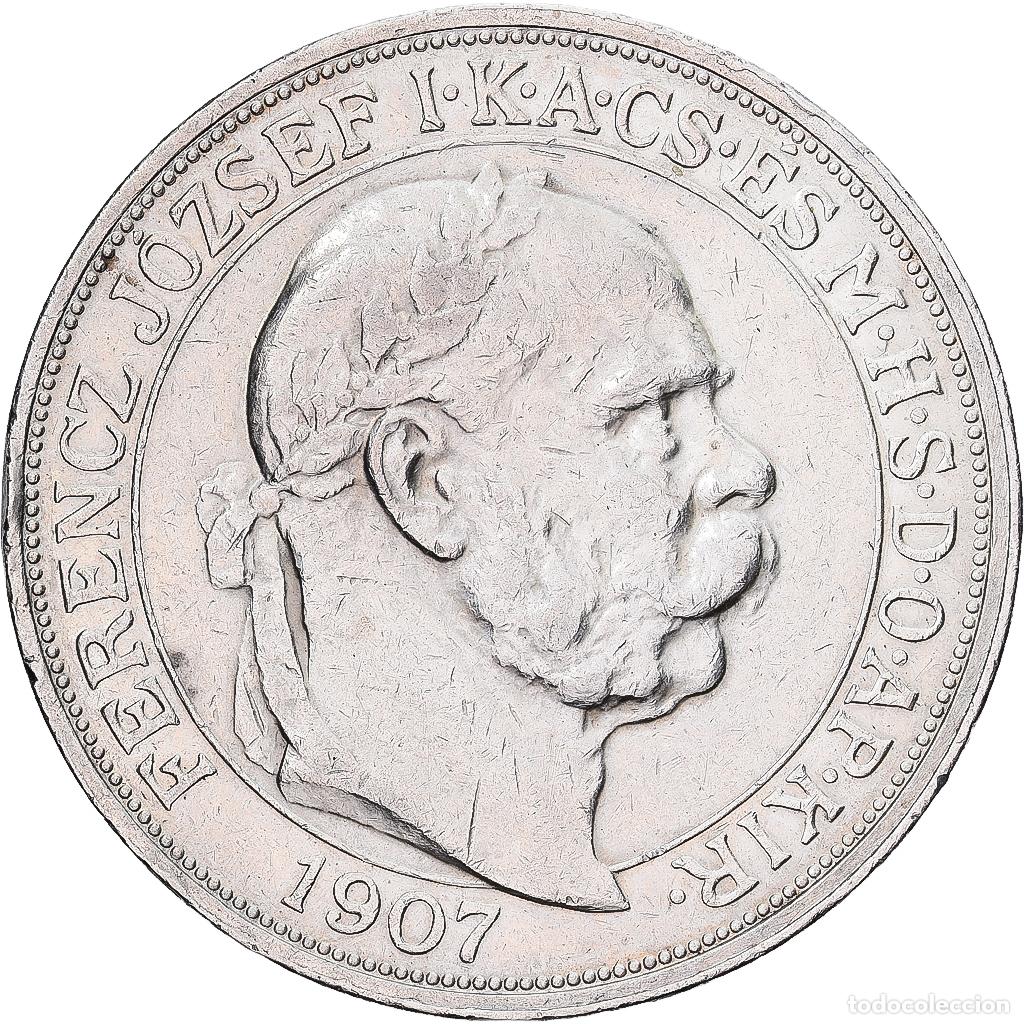 Monedas antiguas de Europa: [#1551642] Hungr&iacute;a, Franz Joseph I, 5 Korona, 1907, Kormoczbanya, Plata, MBC+, KM:489