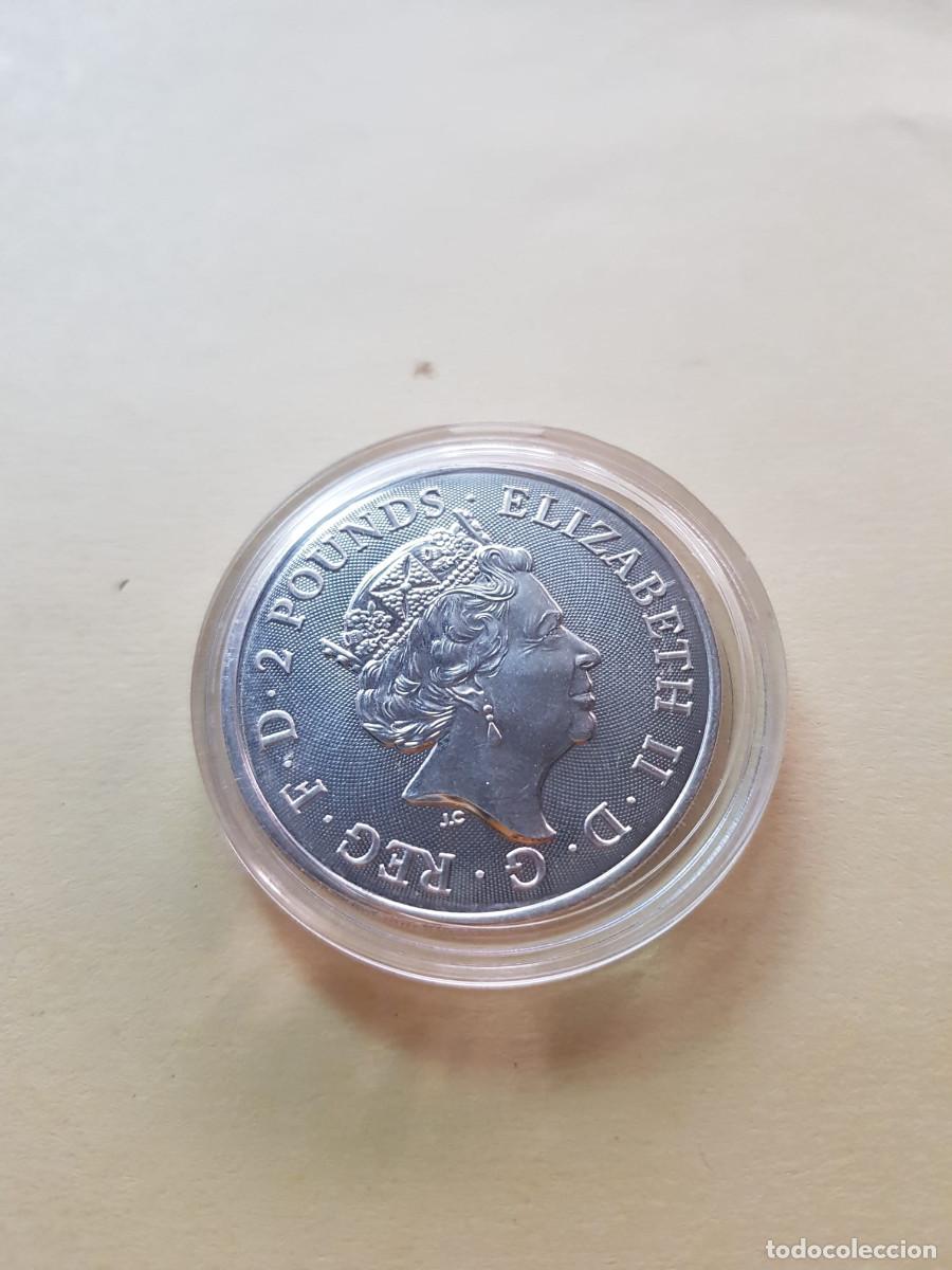Monedas antiguas de Europa: INGLATERRA- 2 LIBRAS-2021- 1 ONZA PLATA 0,999