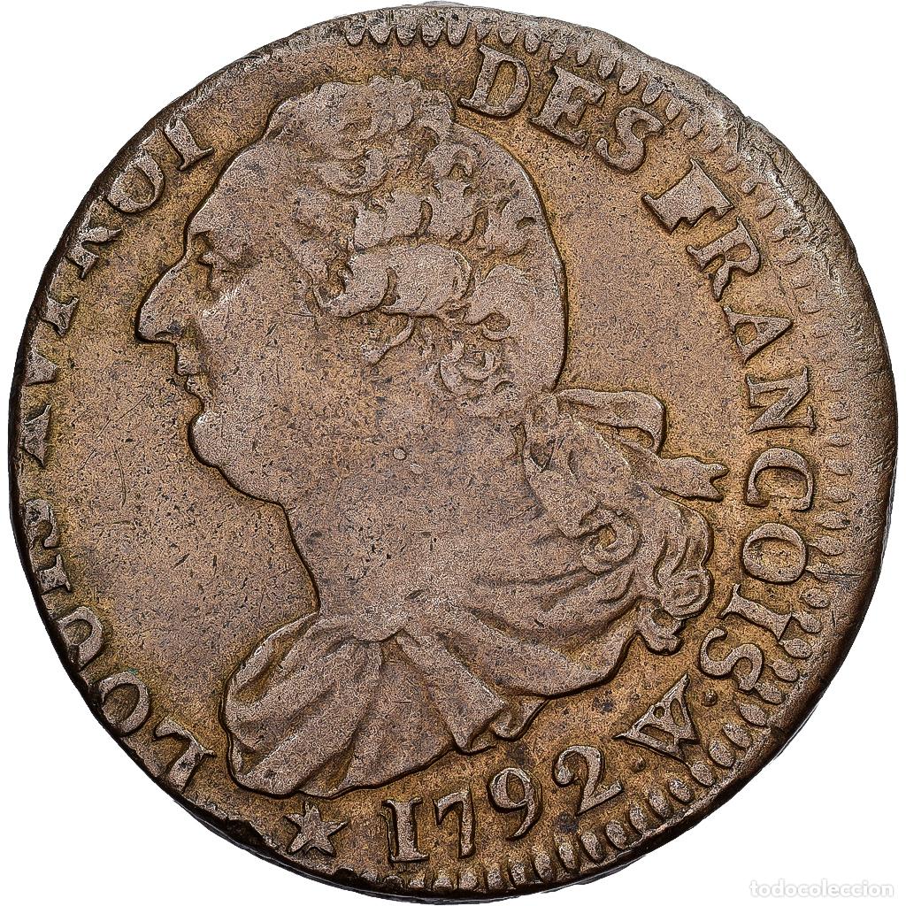 Monedas antiguas de Europa: [#1551658] Francia, Louis XVI, 2 Sols, 2 sols fran&ccedil;ois, 1792 / AN 4, Lille, Bronce, MBC