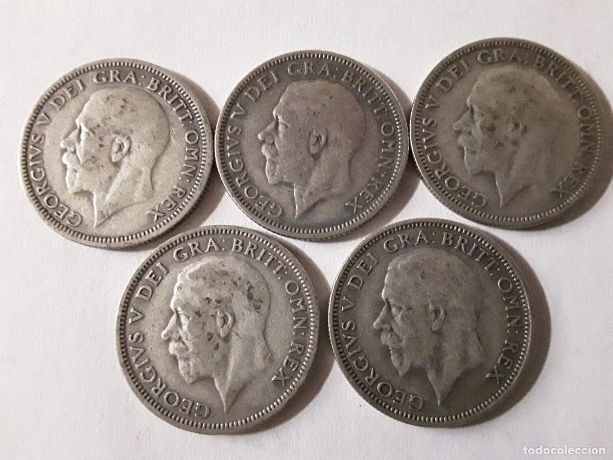 Monedas antiguas de Europa: INGLATERRA - LOTE SHILLING DE PLATA A&Ntilde;O 1930+1933+1934+1935+1936.