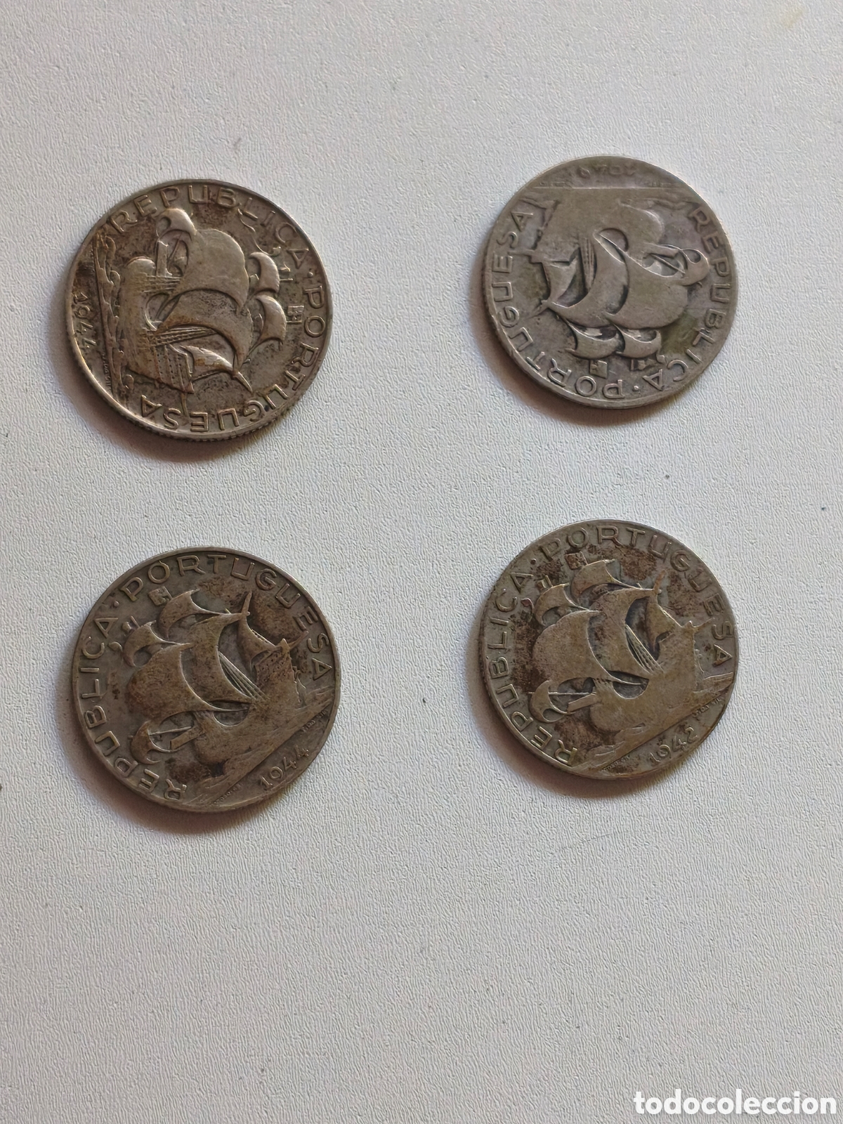 Monedas antiguas de Europa: LOTE 4 MONEDAS PORTUGAL 2.5 ESCUDOS 1942 Y 1943 PLATA
