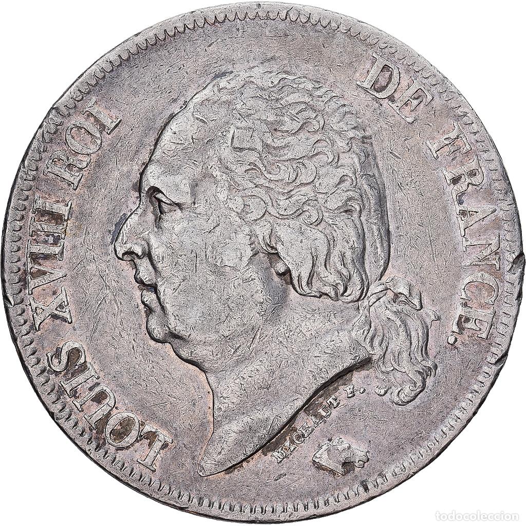 Monedas antiguas de Europa: [#1551635] Francia, Louis XVIII, 5 Francs, 1822, Paris, Plata, MBC+, Gadoury:614, KM:711.1
