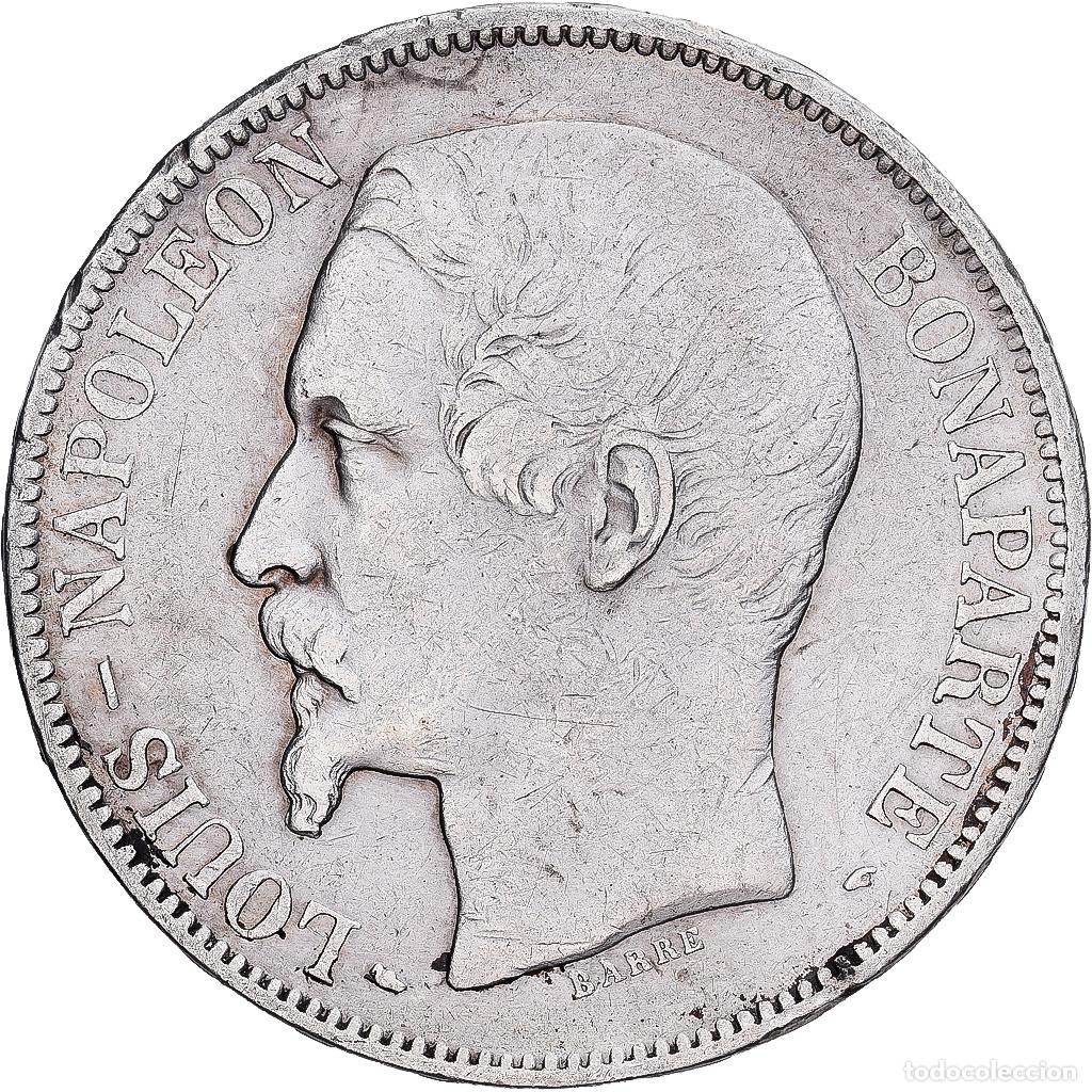 Monedas antiguas de Europa: [#1551575] Francia, Louis-Napol&eacute;on Bonaparte, 5 Francs, 1852, Paris, Petite t&ecirc;te, Plata