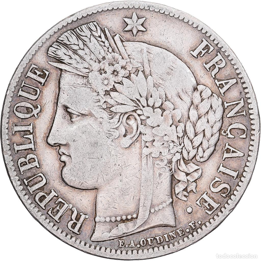 Monedas antiguas de Europa: [#1551578] Francia, 5 Francs, C&eacute;r&egrave;s, 1851, Paris, Plata, BC+, Gadoury:719, KM:761.1