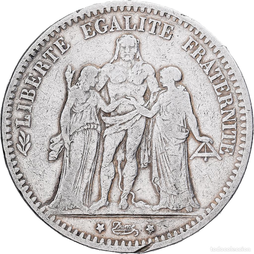 Monedas antiguas de Europa: [#1551582] Francia, 5 Francs, Hercule, 1873, Bordeaux, Plata, BC+, Gadoury:745a, KM:820.2