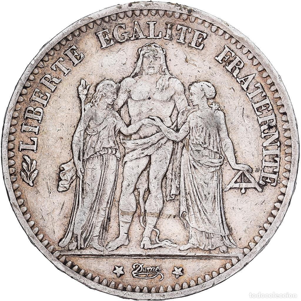 Monedas antiguas de Europa: [#1551581] Francia, 5 Francs, Hercule, 1874, Paris, Plata, MBC, Gadoury:745a, KM:820.1