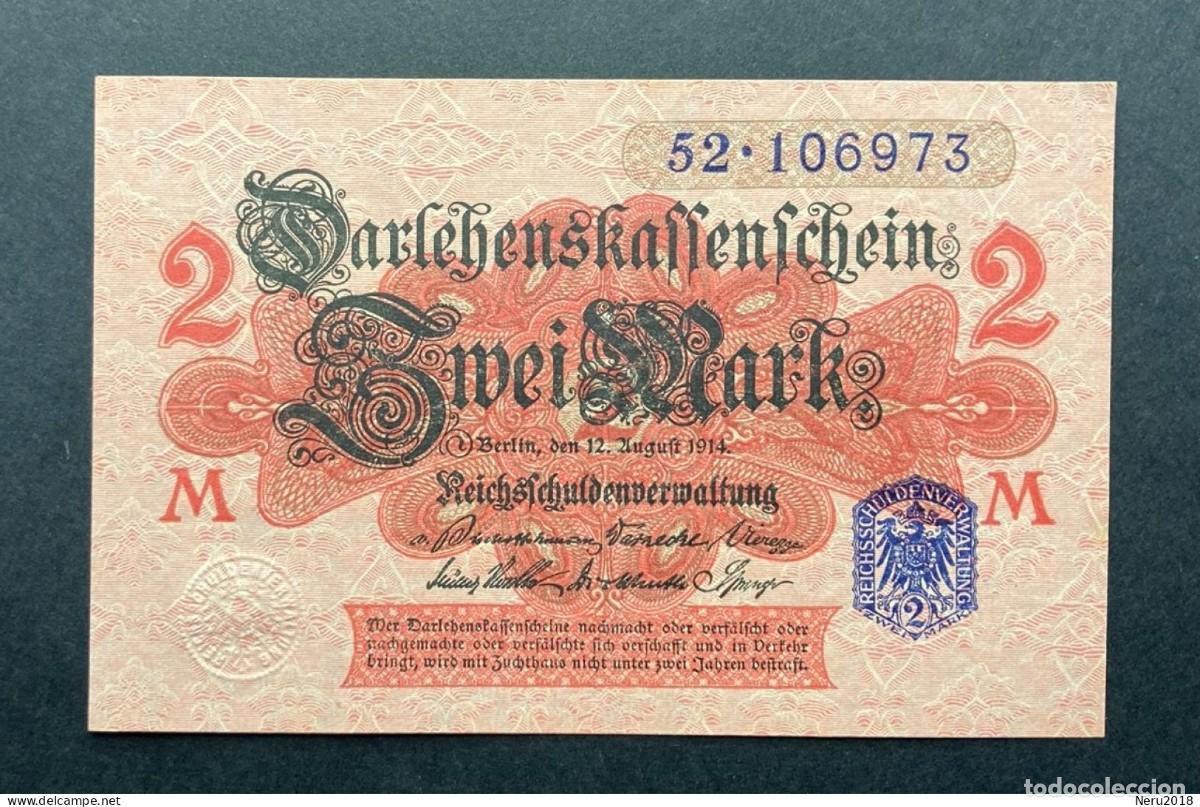 Monedas antiguas de Europa: ALEMANIA 1914 Pick 54 2 Mark Sello Azul AUNC