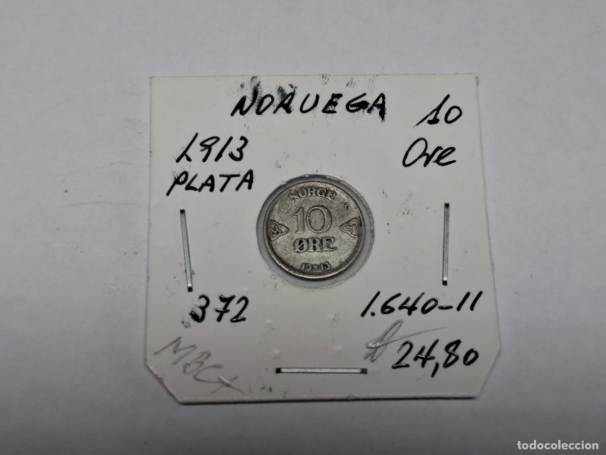 Monedas antiguas de Europa: 10 ORE de PLATA de 1913 KM 372 NORUEGA en MBC+