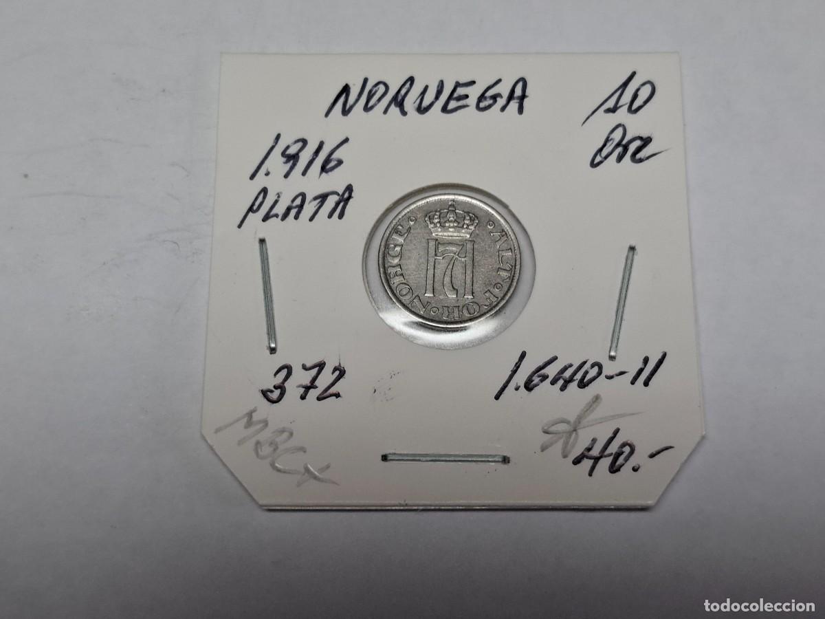 Monedas antiguas de Europa: 10 ORE de PLATA de 1916 KM 372 NORUEGA en MBC+