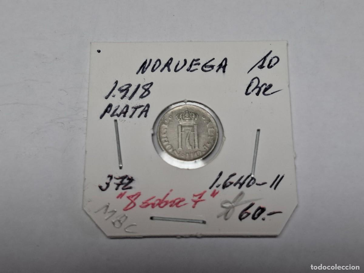 Monedas antiguas de Europa: 10 ORE de PLATA de 1918 KM 372 NORUEGA en MBC