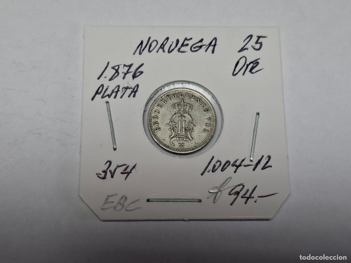 Monedas antiguas de Europa: 25 ORE de PLATA de 1876 KM 354 NORUEGA en EBC