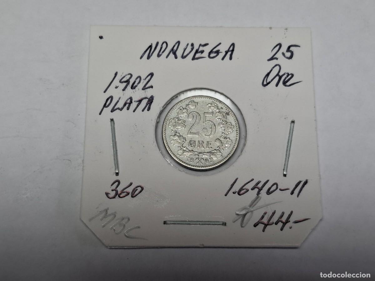 Monedas antiguas de Europa: 25 ORE de PLATA de 1902 KM 360 NORUEGA en MBC