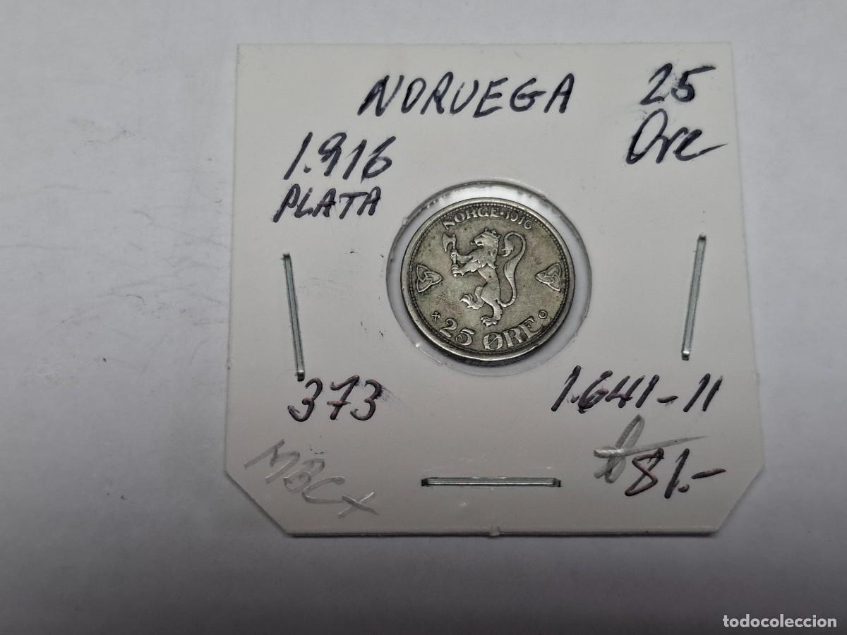 Monedas antiguas de Europa: 25 ORE de PLATA de 1916 KM 373 NORUEGA en MBC+