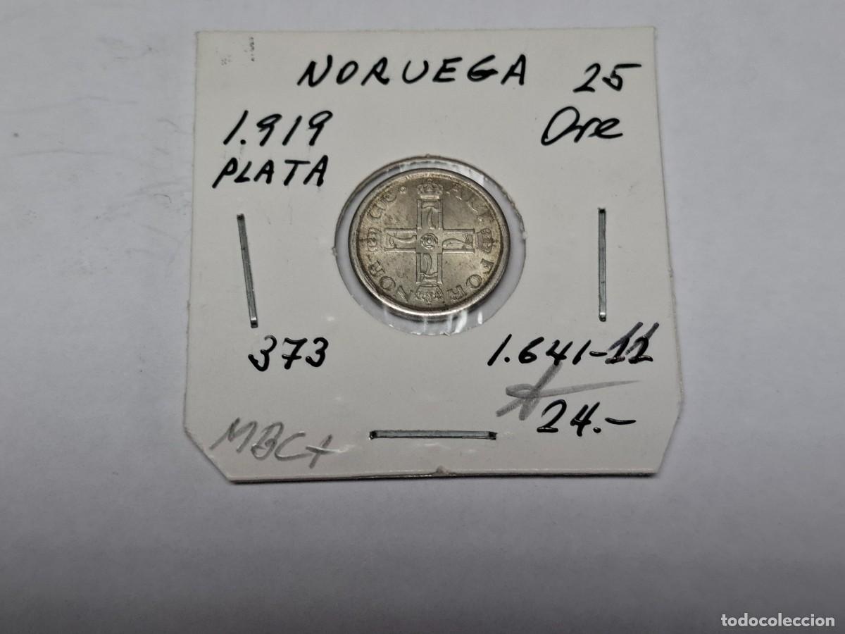 Monedas antiguas de Europa: 25 ORE de PLATA de 1919 KM 373 NORUEGA en MBC+